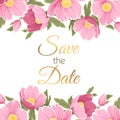 Pink purple spring floral garland wedding invite