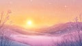 Pink and purple sunrise over a serene, snow-covered valley Royalty Free Stock Photo