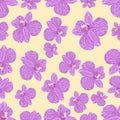 Pink purple tender orchid floral seamless pattern. Exotic spring Royalty Free Stock Photo