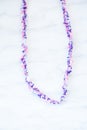 Pink, purple and white crocheted necklace Royalty Free Stock Photo