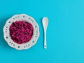 Pink quinoa with beets and beans. Royalty Free Stock Photo