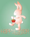 Pink Rabbit with Easter Eggs Royalty Free Stock Photo