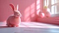 Pink Rabbit with Easter Eggs Royalty Free Stock Photo