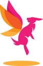 pink rabbit with flying wings logo Royalty Free Stock Photo