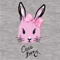 Pink rabbit with pink bow t shirt print