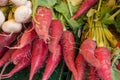 Pink radish at the market