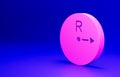 Pink Radius icon isolated on blue background. Minimalism concept. 3D render illustration Royalty Free Stock Photo