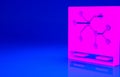 Pink Railway map icon isolated on blue background. Minimalism concept. 3d illustration 3D render