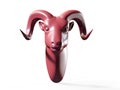 Pink Ram Skull Front View 3d illustration 3d render