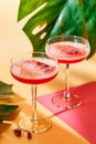 Pink Raspberry Cocktail in drink glass Royalty Free Stock Photo