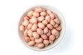 Pink raw peanut kernel in the china bowl Royalty Free Stock Photo