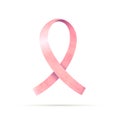 Pink realistic AIDS ribbon icon on white