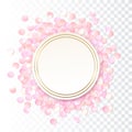 Pink realistic round confetti frame, design template for gift, certificate, voucher, AD brochure and so.