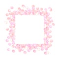 Pink realistic square confetti frame, design template for gift, certificate, voucher, AD brochure and so. Royalty Free Stock Photo