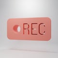Pink Record button icon isolated on pink background. Rec button. Minimalism concept. 3D render illustration Royalty Free Stock Photo