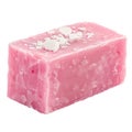 Pink rectangle shaped soap isolated on a white or transparent background. Handmade soap in the shape of a rectangle