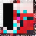 Red pink black squares shapes fractal, blur lights, shapes, geometries, abstract background Royalty Free Stock Photo