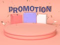 Pink red blue abstract geometric shape scene 3d rendering advertising promotion text