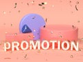 pink red blue abstract geometric shape scene 3d render advertising promotion text Royalty Free Stock Photo