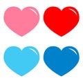 Pink, red, blue heart shining icon set. Happy Valentines day sign symbol simple template. Cute graphic object. Love greeting card Royalty Free Stock Photo