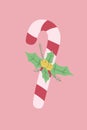 Pink and Red Cute and Playful Candy Cane with Garland Portrait Oval Laptop Sticker