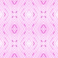 Pink red Geometric Watercolor. Delicate Seamless Pattern. Hand Drawn Stripes. Brush Texture. Neat Ch