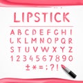 Pink Red Glossy Lipstick Alphabet Poster