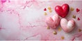Pink, Red and Gold Hearts on a White Marble, Love Themed Events, Valentines, Birthday Greetings