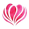 Pink red heart watercolor painting hand drawn design