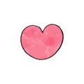 Pink and red heart watercolor shapes. Vector Cute pink heart hand drawn in watercolor. Royalty Free Stock Photo