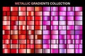 Pink and red ruby glossy gradient, metal foil texture. Color swatch set. Collection of high quality vector gradients