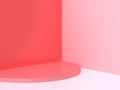 pink-red wall corner scene abstract minimal background with semicircle shape 3d render