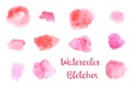 Pink and red watercolor blot on white background. Paint blotch isolated. Handdranw watercolor brush stroke