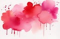 Pink and red watercolor stains with smudges and copy space Royalty Free Stock Photo