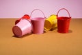 Pink, red and yellow buckets Royalty Free Stock Photo