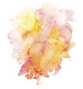 Pink red yellow splash watercolor hand painted isolated on white background. Royalty Free Stock Photo