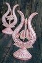 Pink Religious Statuettes with the Names of Allah and Muhammed Royalty Free Stock Photo