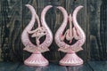 Pink Religious Statuettes with the Names of Allah and Muhammed