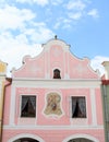 Pink renaissance house in Telc Royalty Free Stock Photo