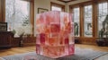 Abstract Pink Cube Sculpture in Interior Royalty Free Stock Photo