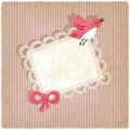 Pink retro background with bird