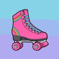 Pink Retro Roller Skate with Rainbow Stripes Royalty Free Stock Photo