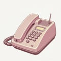 Pink Retro Telephone Illustration Digital Art Royalty Free Stock Photo