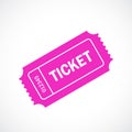 Pink retro ticket vector icon