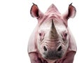 Pink rhino on white