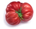 Pink ribbed tomato, paths, top view Royalty Free Stock Photo