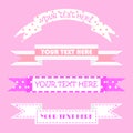 the pink ribbon banner text box set Royalty Free Stock Photo