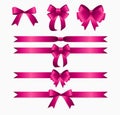 Pink Ribbon and Bow Set for Birthday Christmas Gift Box. Rea Royalty Free Stock Photo