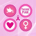 Pink Ribbon Breast Cancer Awareness Icons Set Isolated Royalty Free Stock Photo