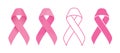 Pink ribbon for Breast cancer awareness sign four style collection vector design